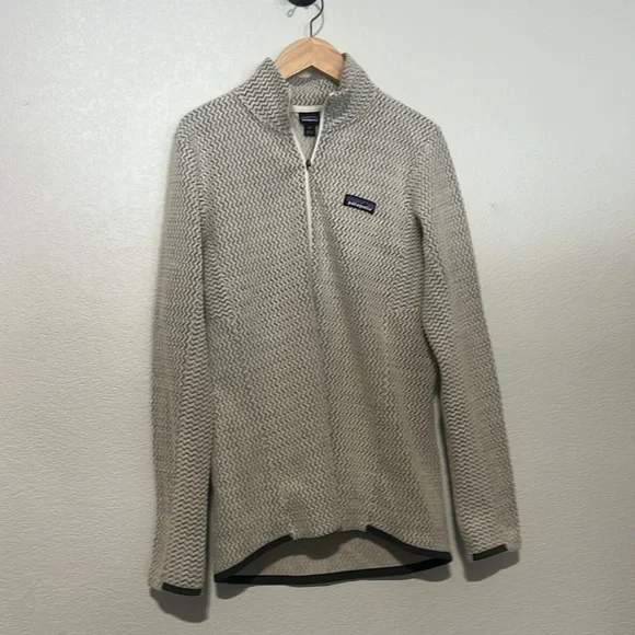 Patagonia R1 Air Zip Neck Fleece Pullover Wool White Womens Size Medium - Picture 2 of 6